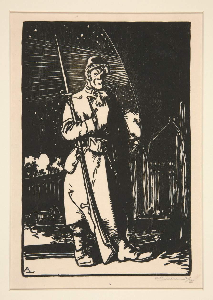 Le G. V. C. (Guardias de los canales de comunicación), de La guerra de 1914, primera serie, núm. 9 de Auguste Lepere