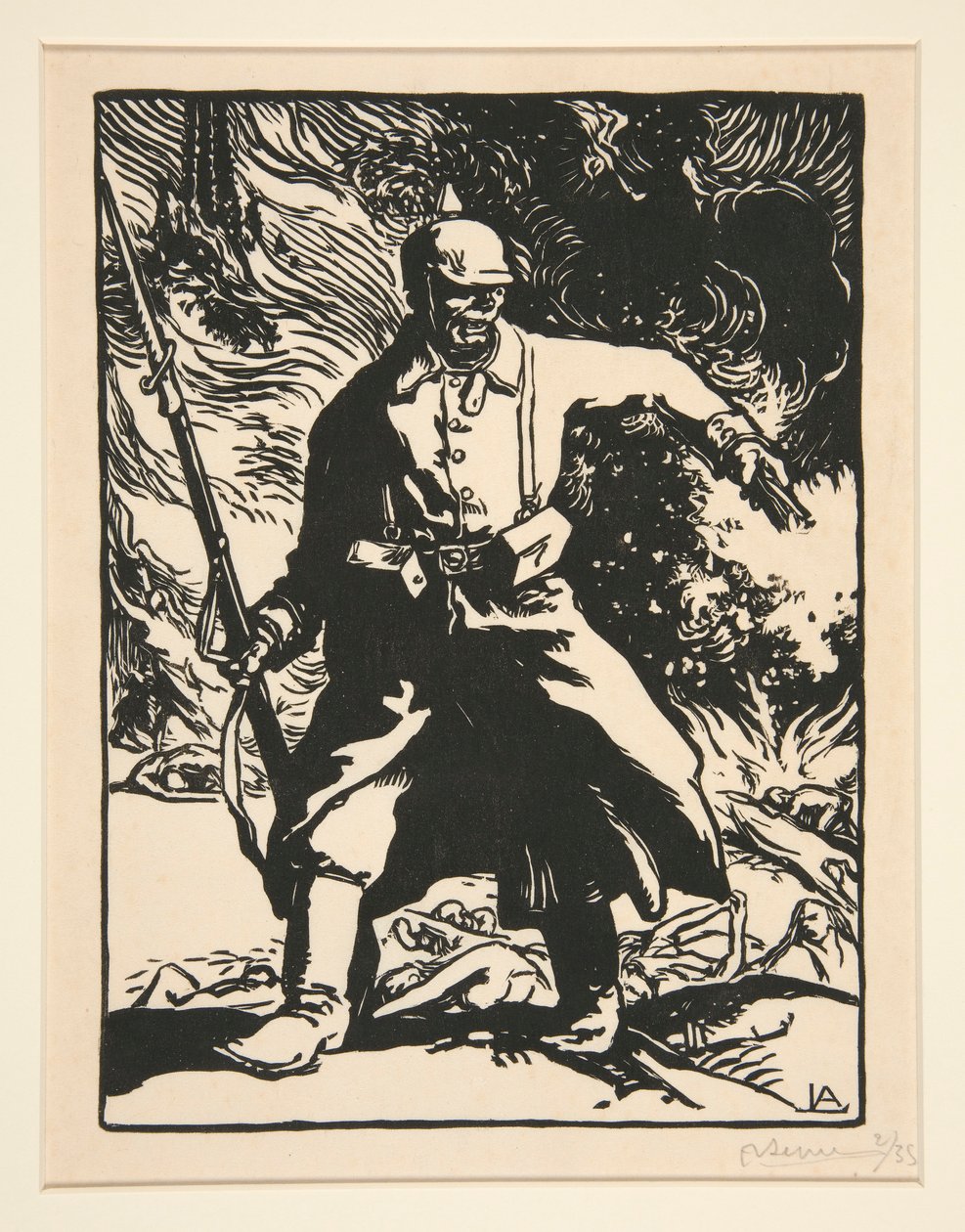El soldado prusiano, de La guerra de 1914, primera serie, núm. 10 de Auguste Lepere
