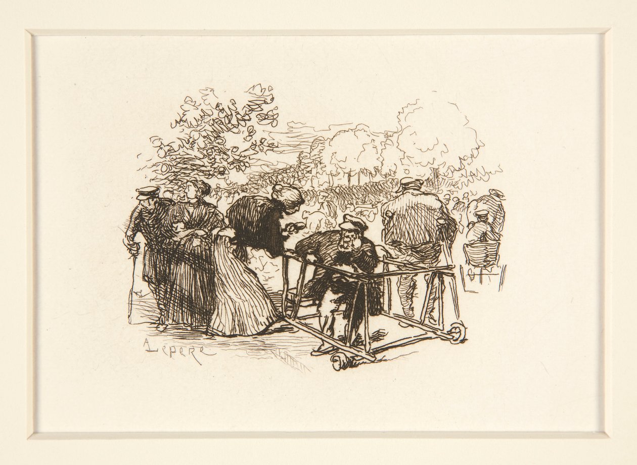 Hombre en Walker, con otras figuras en un parque de Auguste Lepere