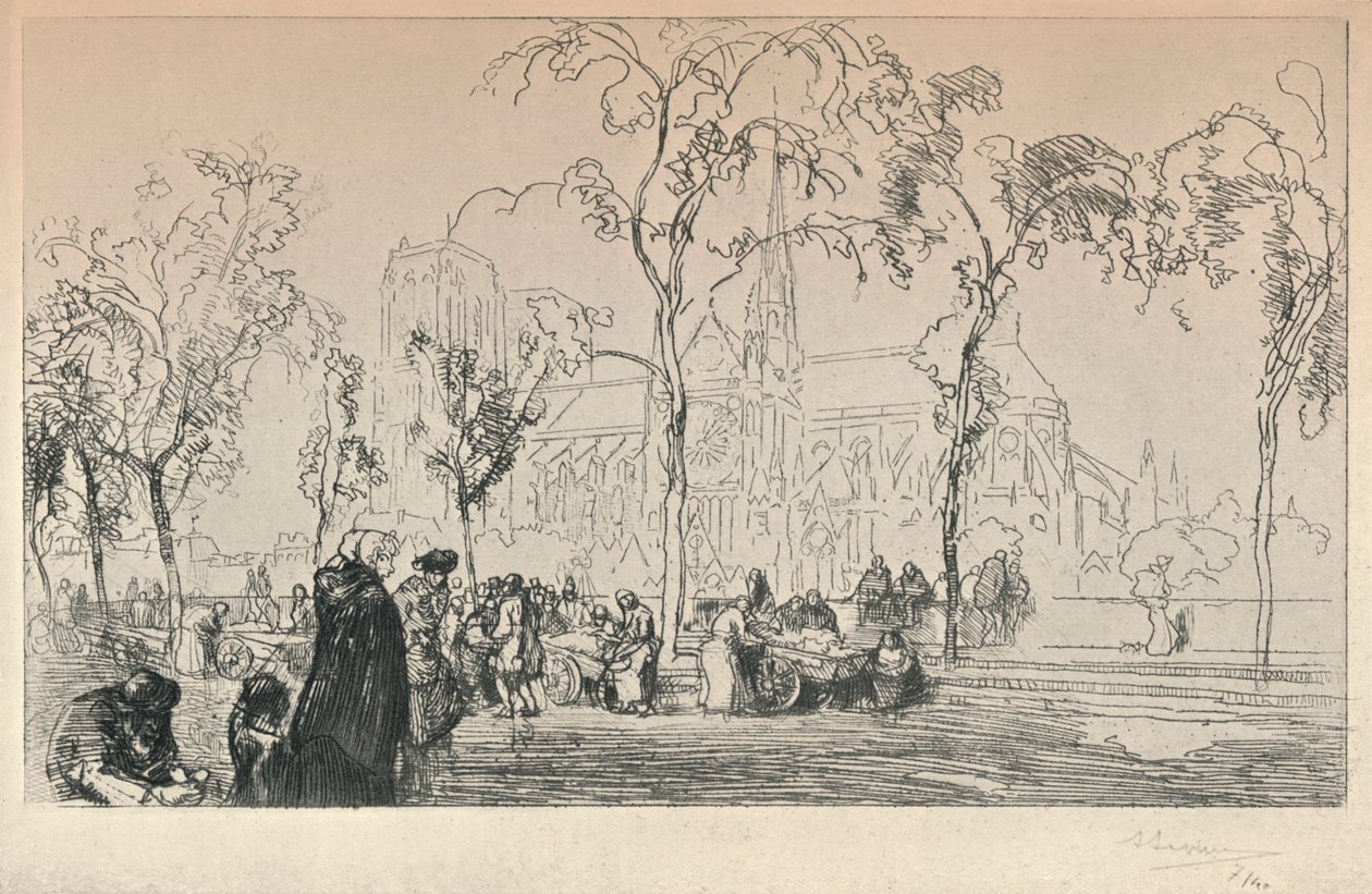 Notre Dame vista desde el Quai Montebello, 1915 de Auguste Louis Lepère