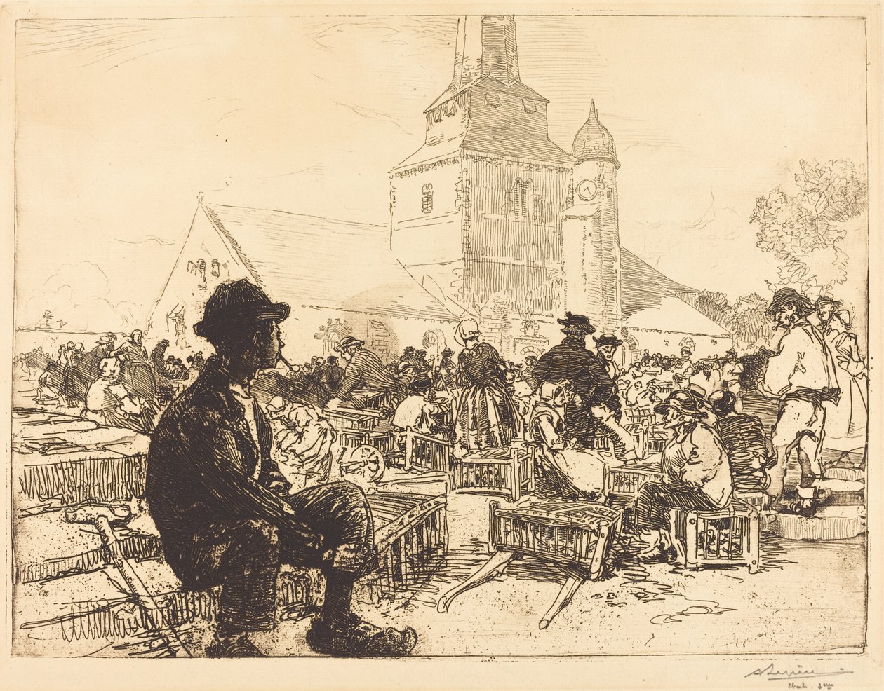 Mercado de Aves en St.-Jean-de-Mont (Marché à la volaille, à St.-Jean-de-Mont) de Auguste Lepere