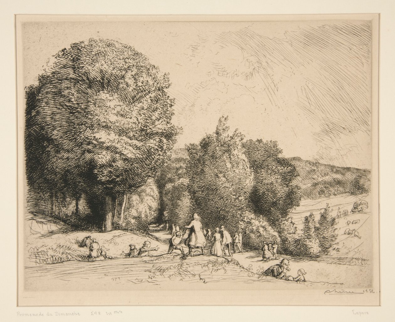 Paseo dominical (Cr?c?sur-le-Grand) (Paseo dominical [Crecoeur-le-Grand]) de Auguste Lepere