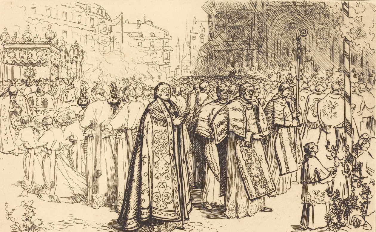 Retorno de la Procesión a la Catedral de Nantes, 190 de Auguste Lepere
