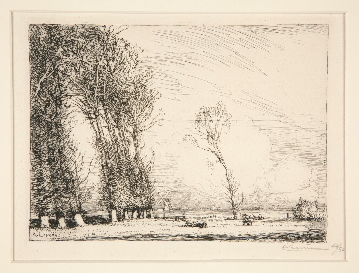 Cortina de álamos (Vendée) de Auguste Lepere