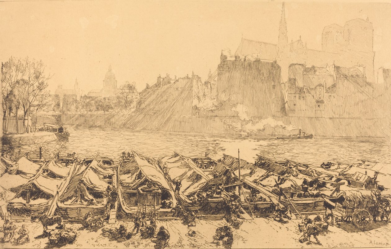 El gran mercado de manzanas, 1891 de Auguste Lepere