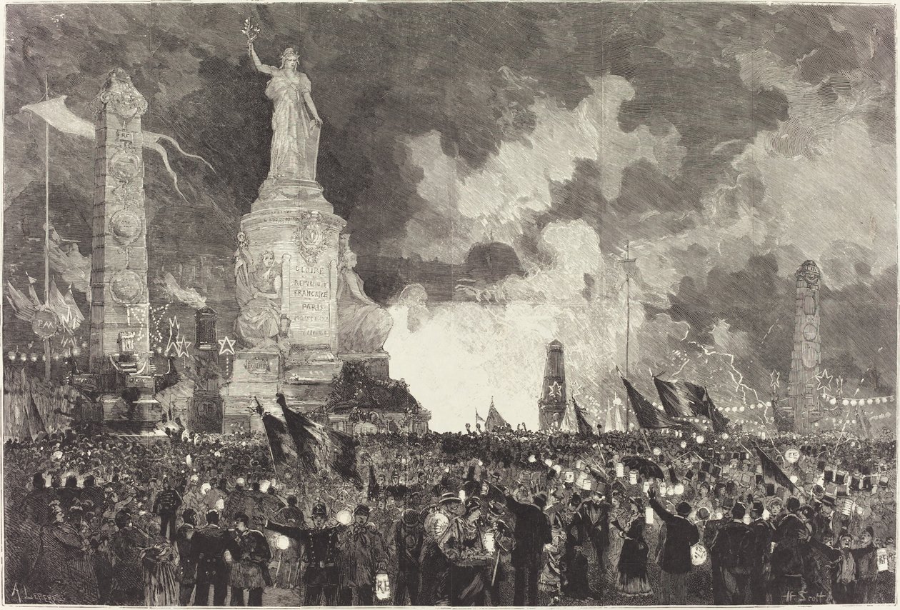 14 de julio. Iluminación de la Plaza de la República de Auguste Lepère after Henri Louis Scott