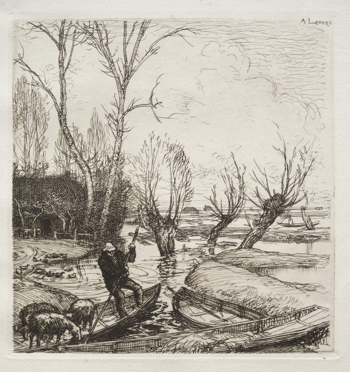 En el pantano inundado: La pastora de Auguste Louis Lepère