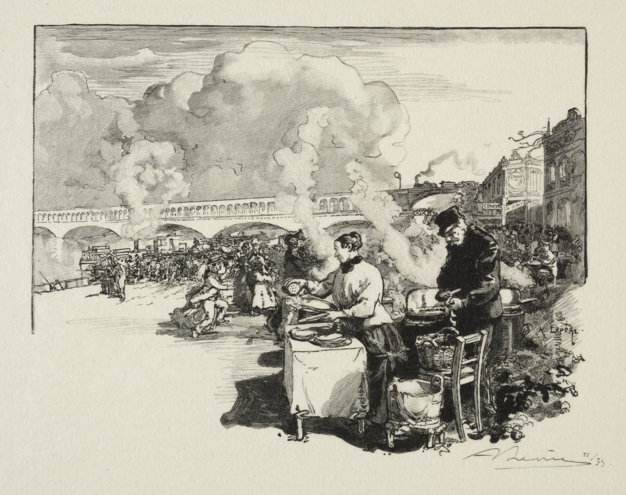 Embarcadero de los barcos-ómnibus de Auguste Louis Lepère