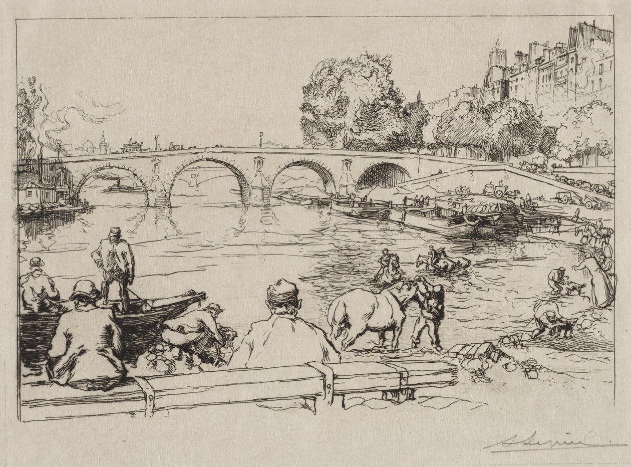 El abrevadero en Pont Marie de Auguste Louis Lepère
