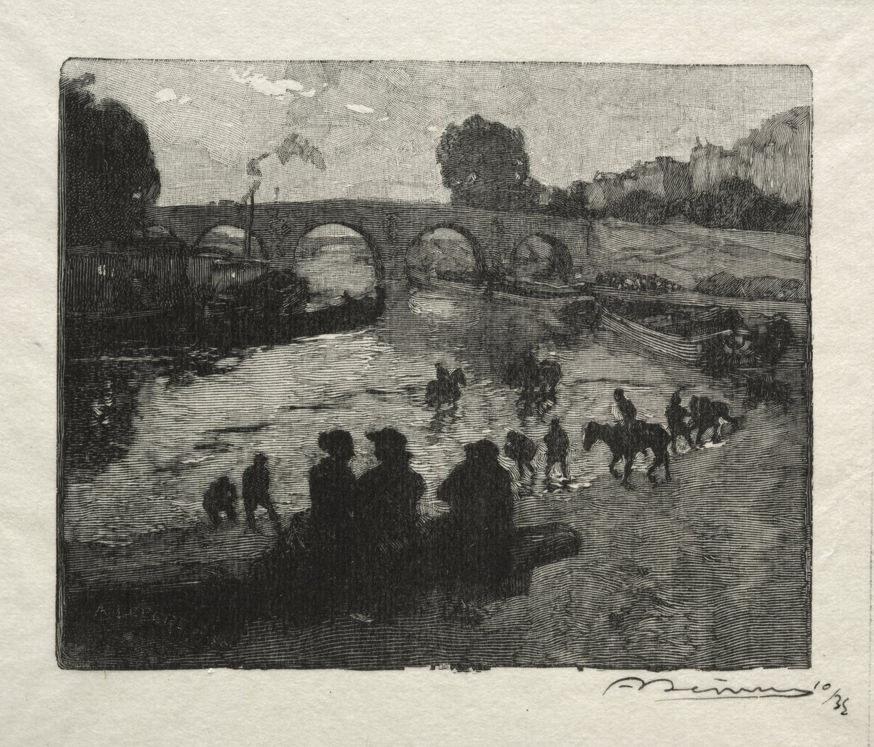 El Abrevadero del Puente Marie de Auguste Louis Lepère