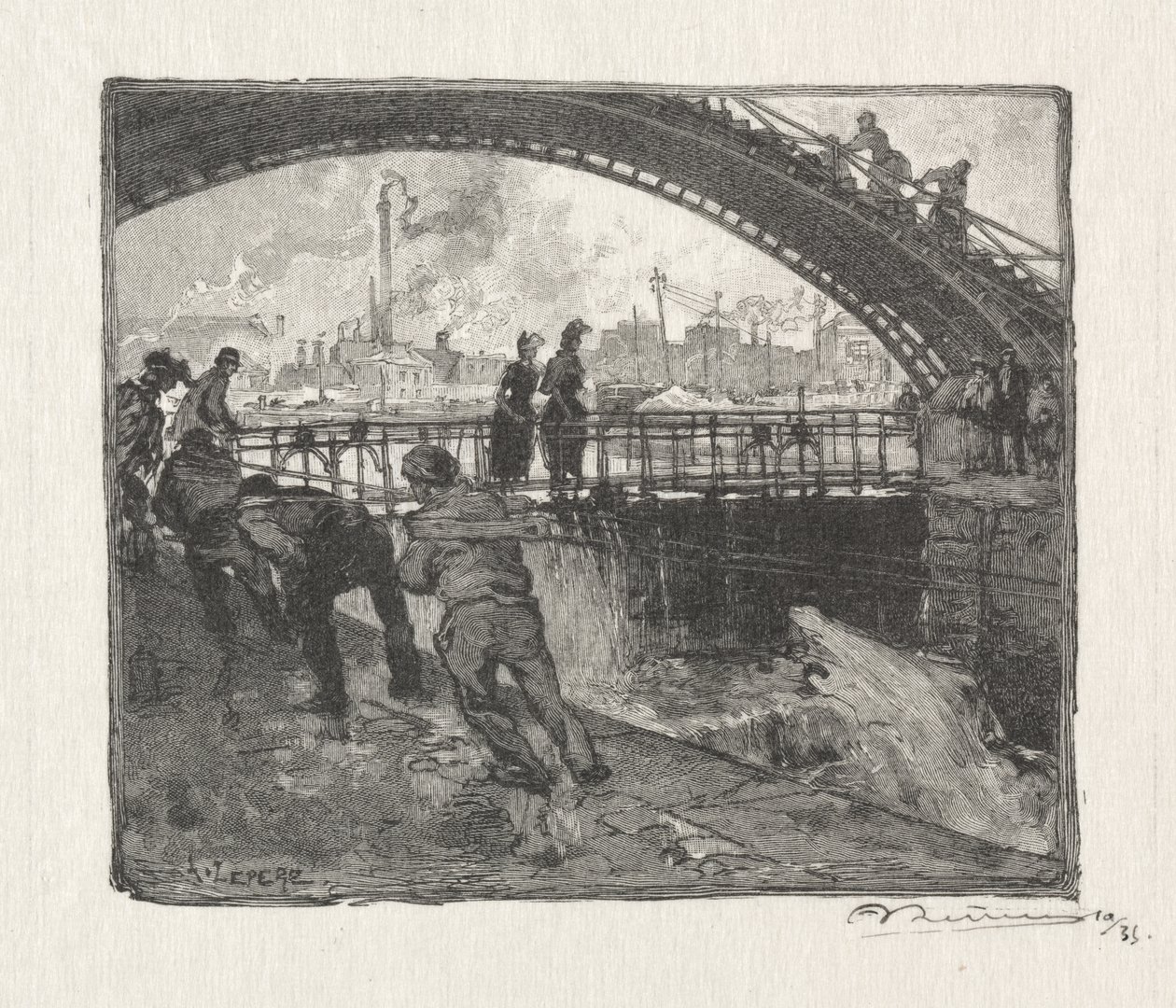 La Esclusa del Canal St. Martin de Auguste Louis Lepère