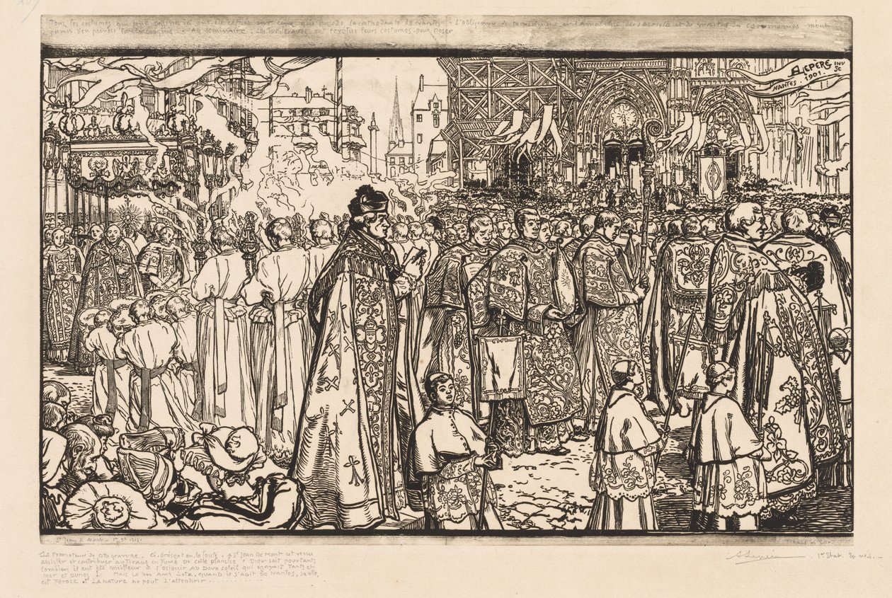 La Procesión de la Fête-Dieu en Nantes de Auguste Louis Lepère