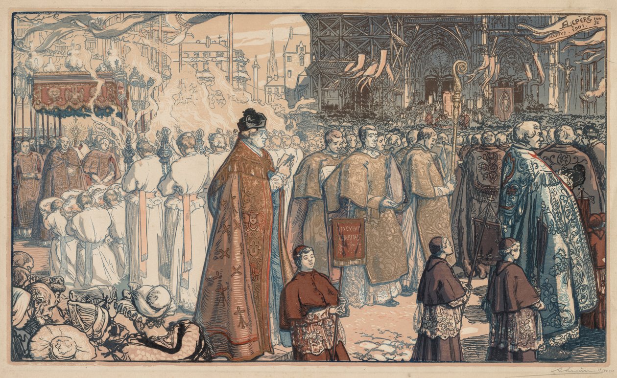 La procesión del Corpus Christi en Nantes de Auguste Louis Lepère