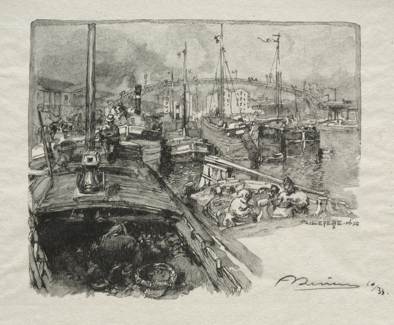 El Estanque de la Villette de Auguste Louis Lepère