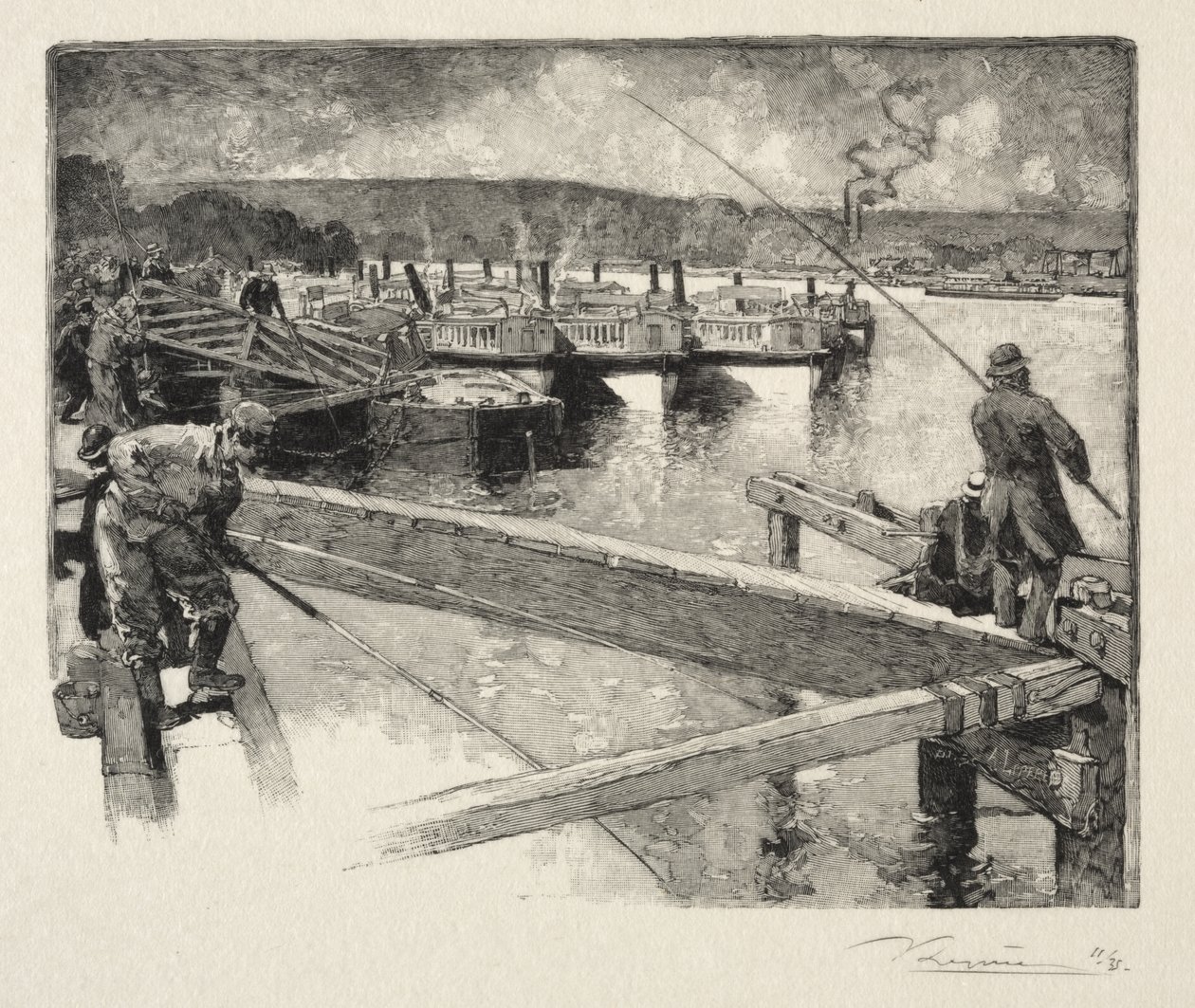 El garaje de los barcos-ómnibus de Auguste Louis Lepère