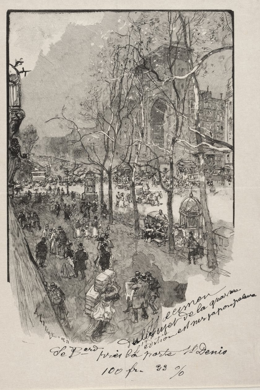 Los bulevares, cerca de la Puerta St. Denis de Auguste Louis Lepère