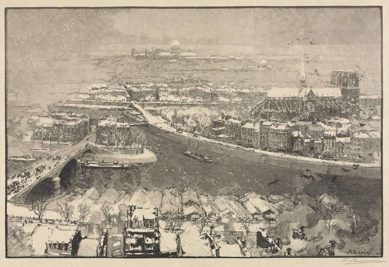 París bajo la nieve de Auguste Louis Lepère