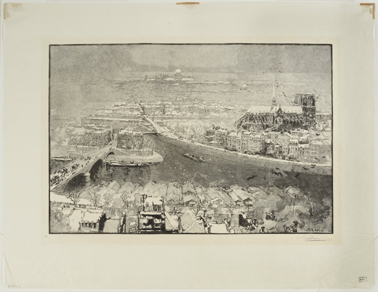 París bajo la nieve, visto desde lo alto de Saint-Gervais de Auguste Louis Lepère