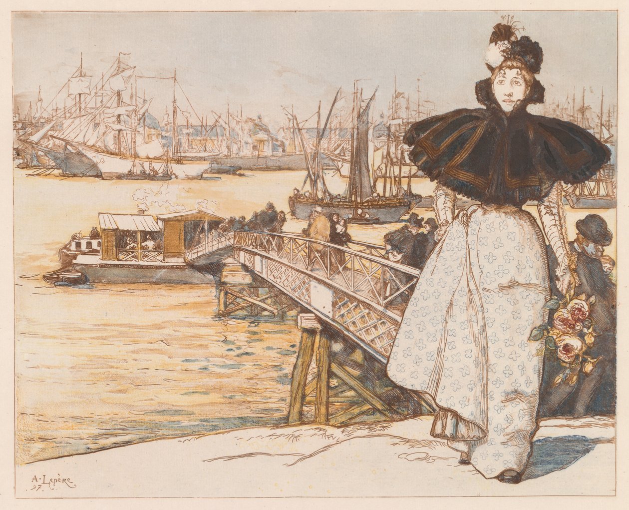 Muelle en el Garona, Burdeos de Auguste Louis Lepère