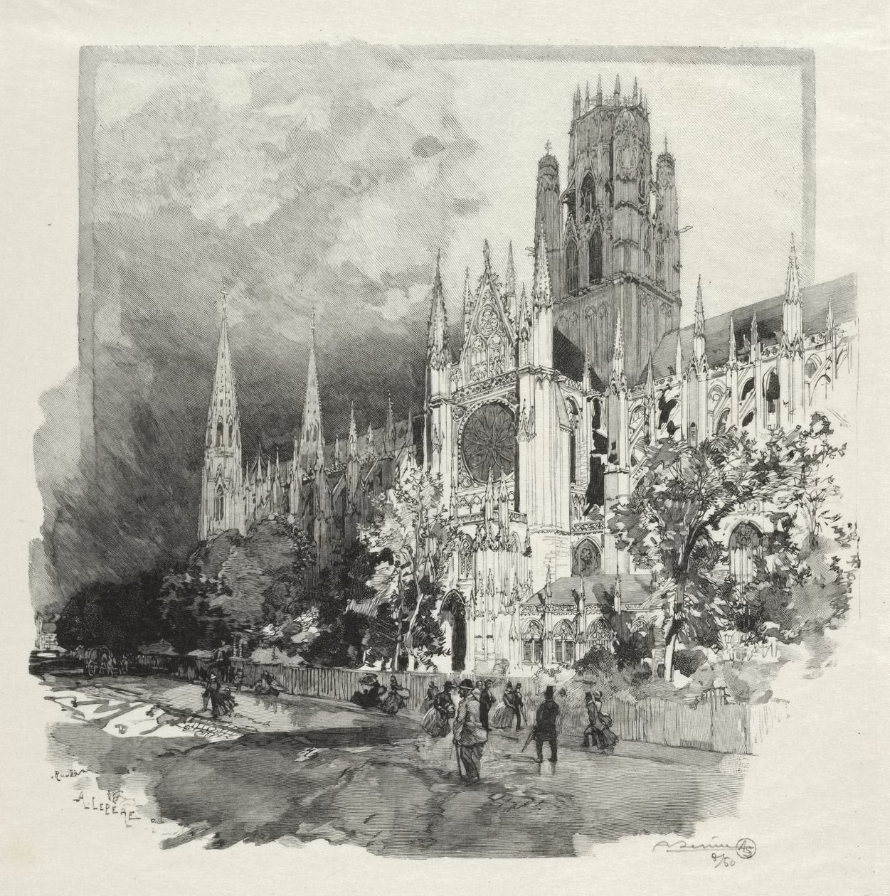 Rouen Illustré: Iglesia de Saint Ouen de Auguste Louis Lepère