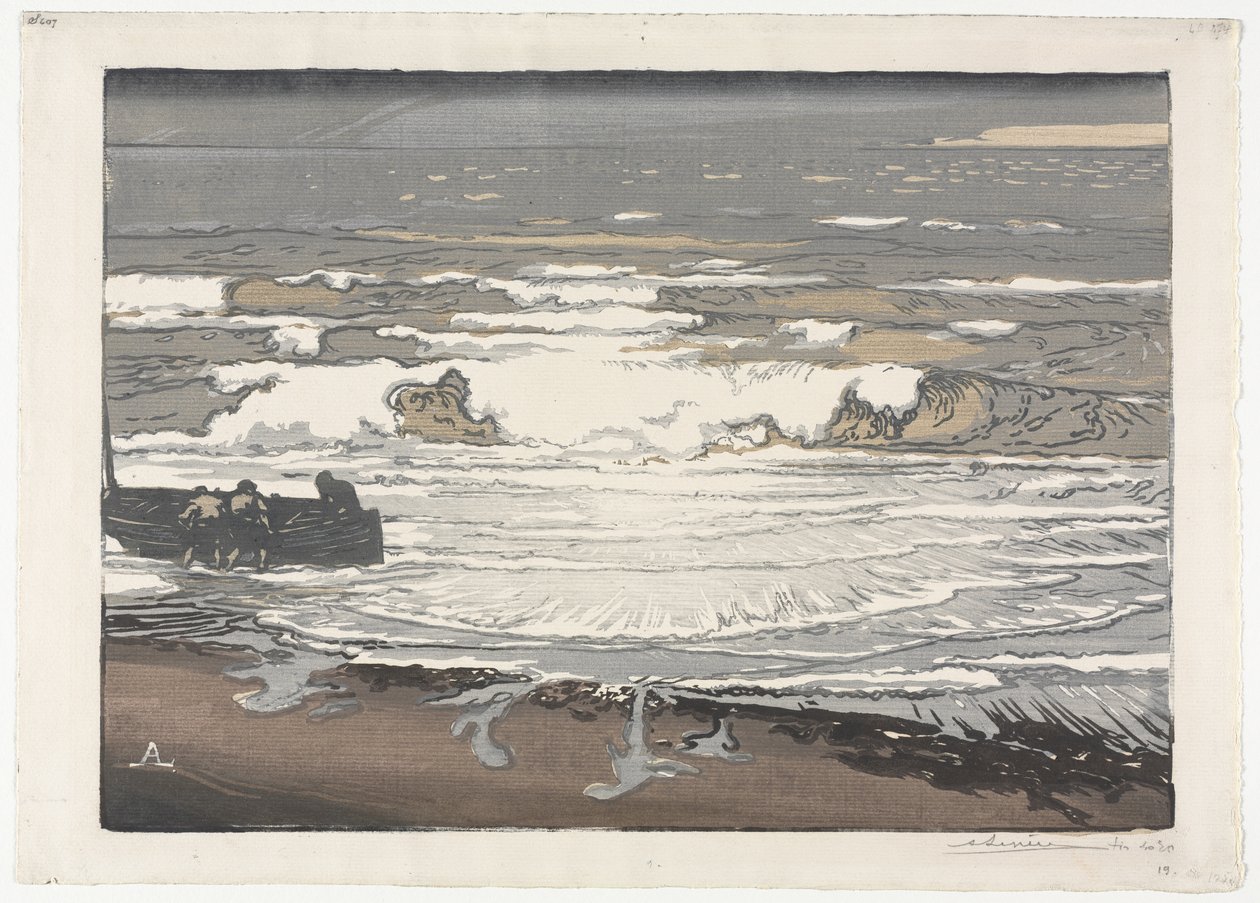 Las Olas Rompiendo, Marea de Septiembre de 1901 de Auguste Louis Lepère