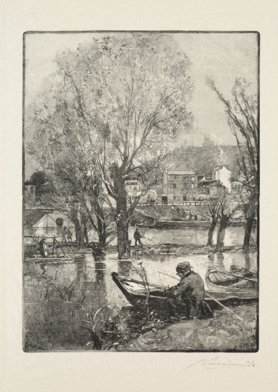 Un rincón de la isla de Billancourt de Auguste Louis Lepère