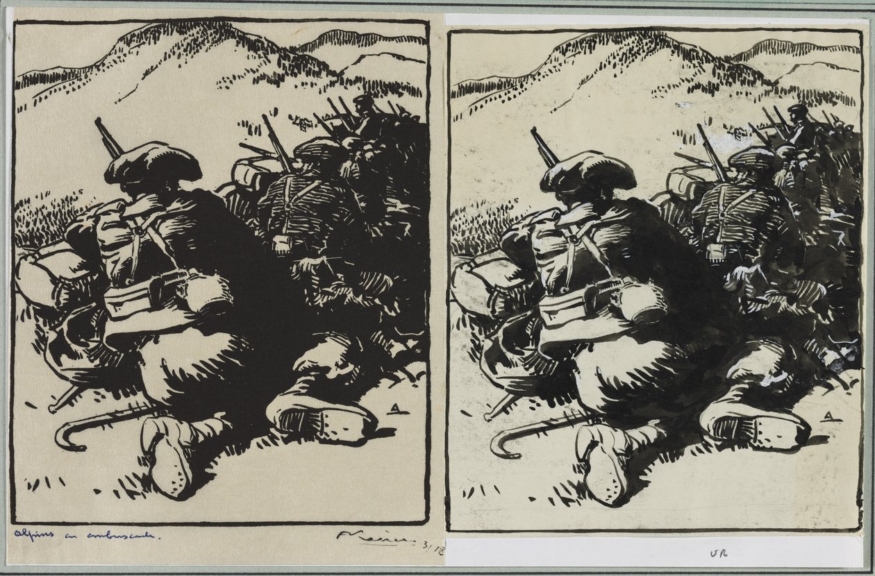 Alpins en ambuscade de Auguste Louis Lepère