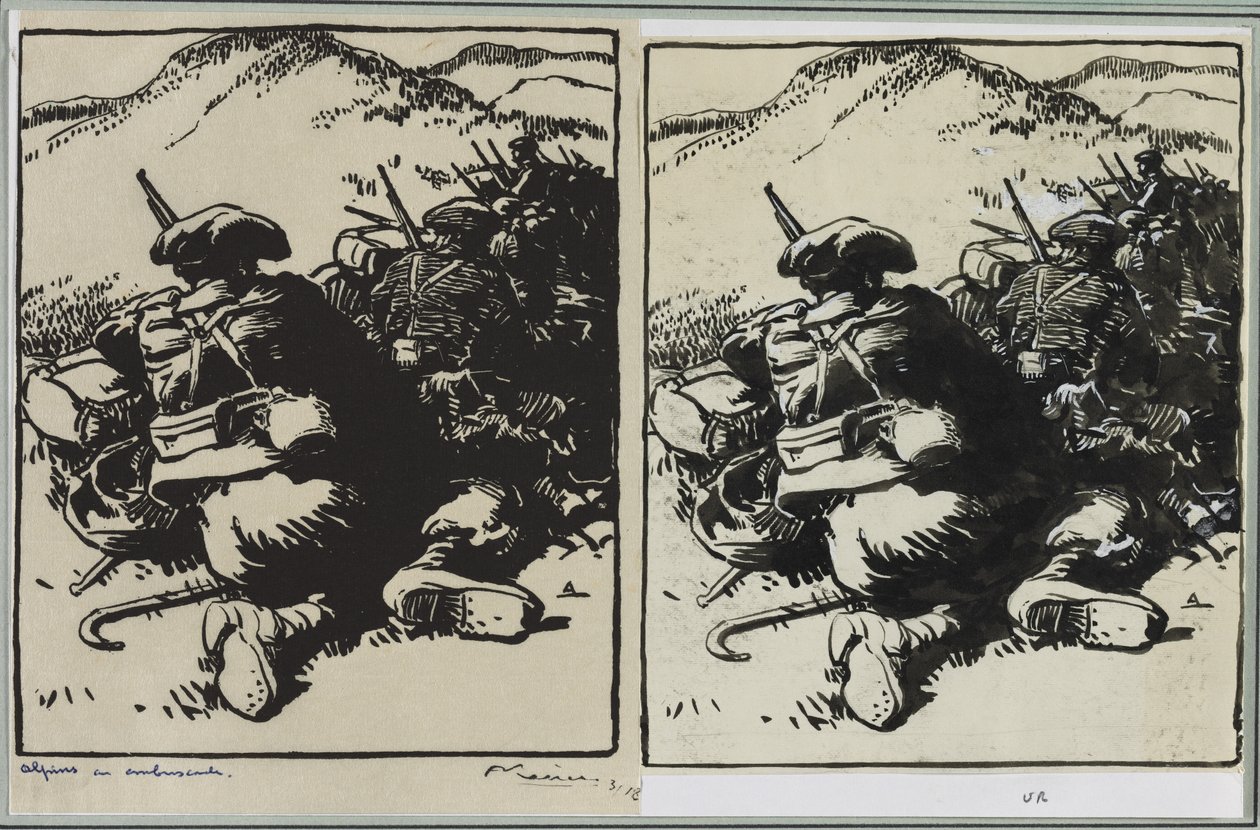 Alpins en emboscada, 1914 de Auguste Louis Lepère