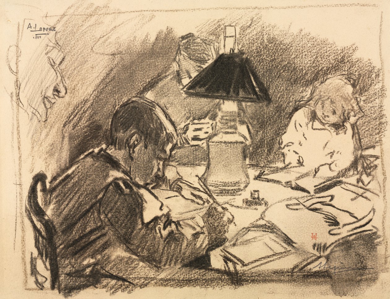 Alrededor de la lámpara, 1888 de Auguste Louis Lepère
