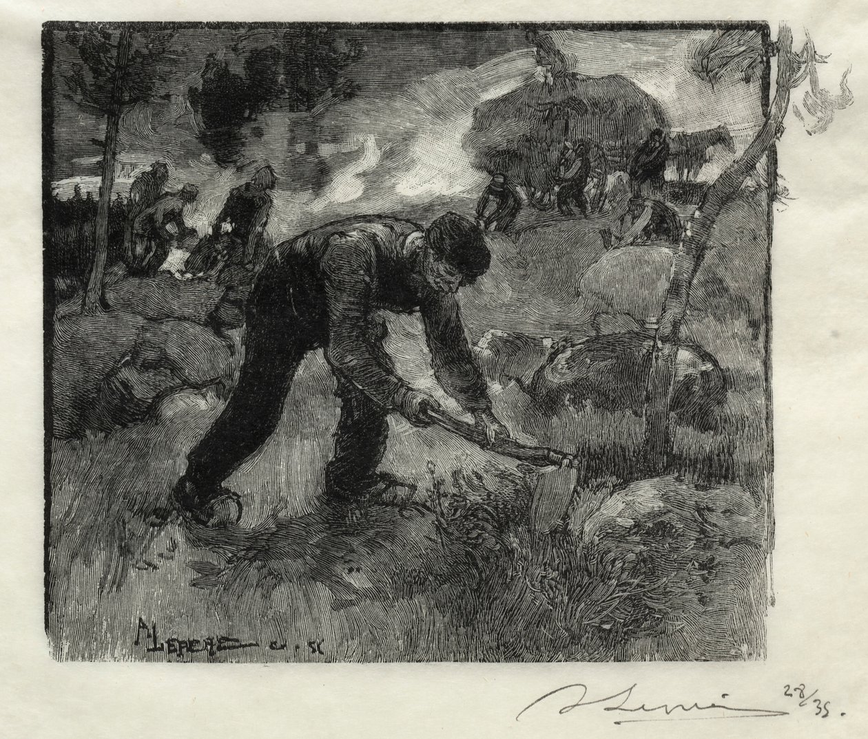Arracheurs de bruyères, 1887 de Auguste Louis Lepère