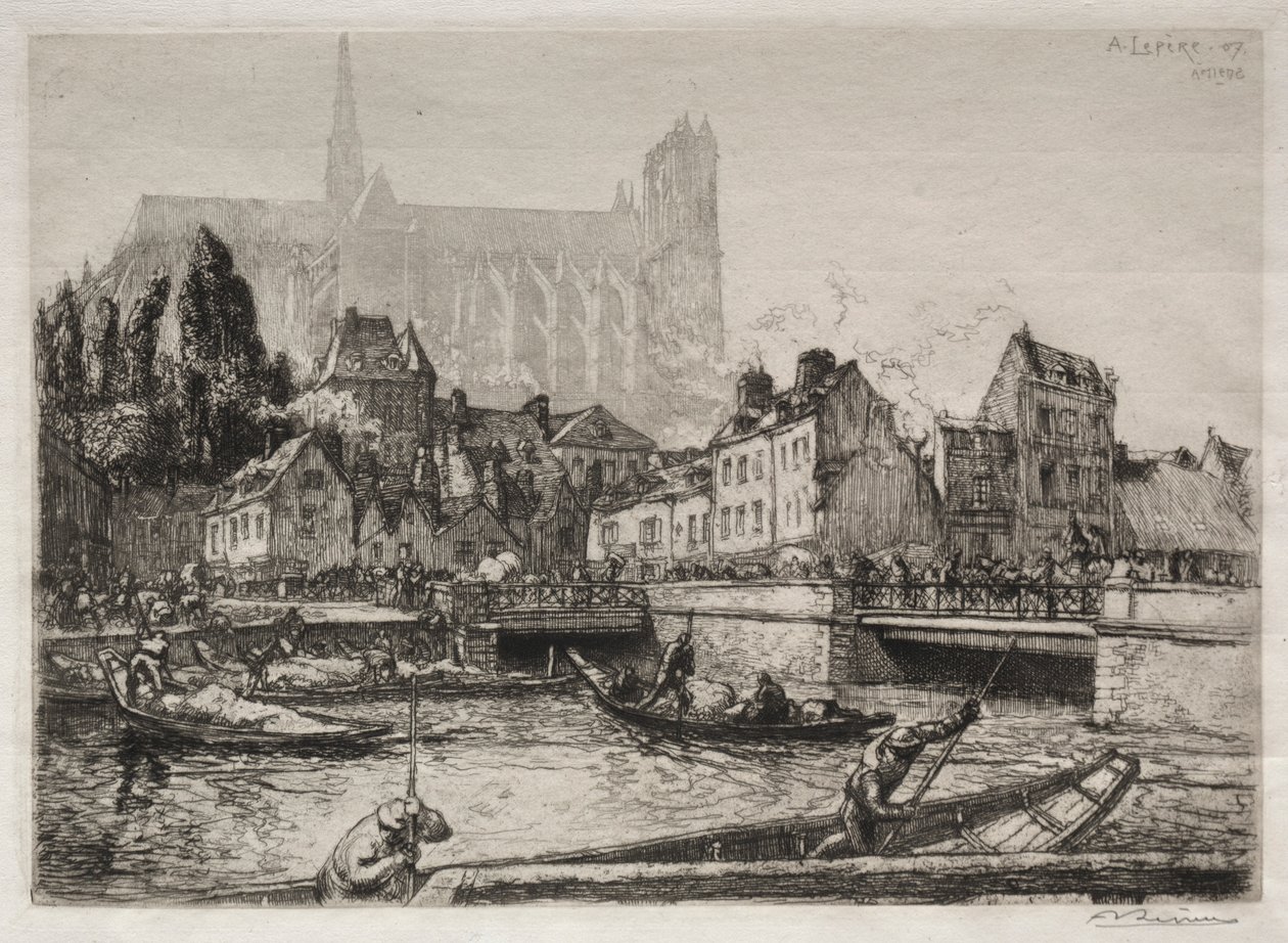 Llegada de los vegetales-Amiens, 1907 de Auguste Louis Lepère