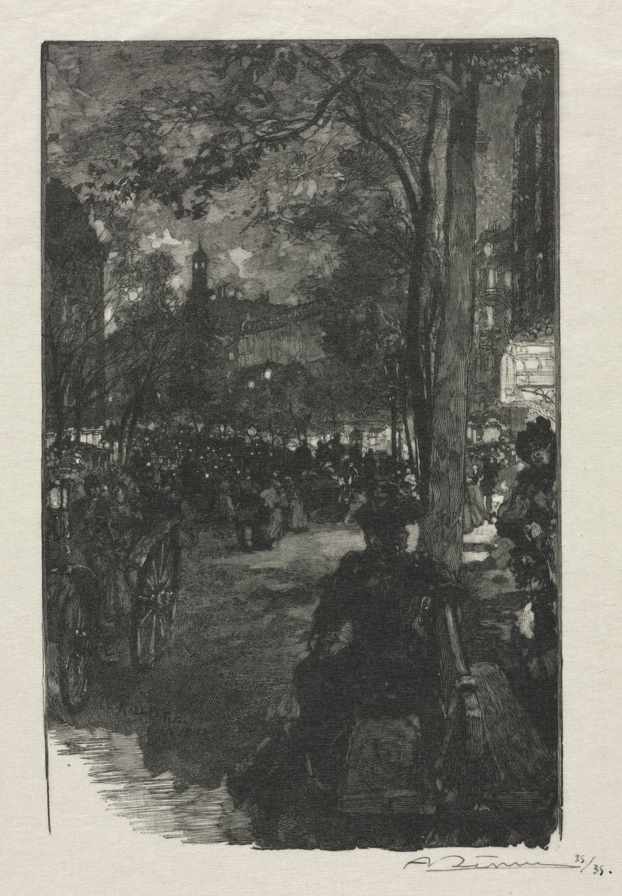 Boulevard Montmartre, Tarde, 1890 de Auguste Louis Lepère