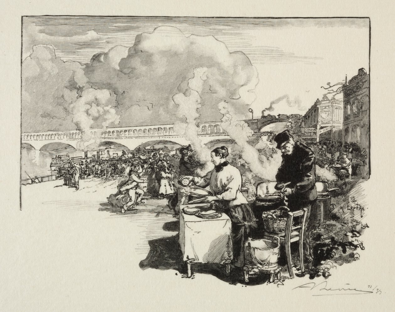 Embarcadero de los barcos-ómnibus de Auguste Louis Lepère