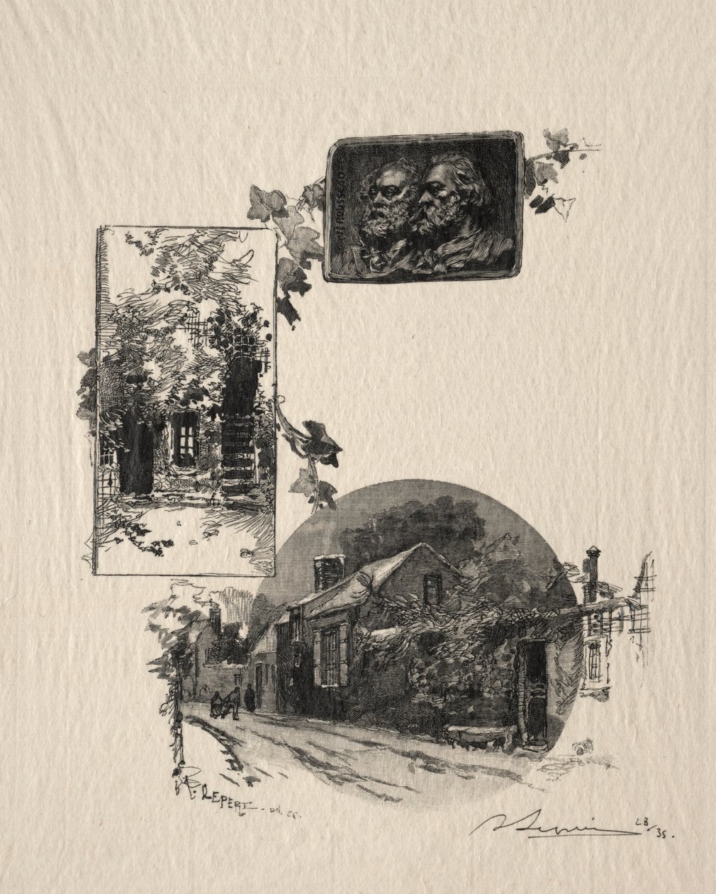 Entrada del taller Rousseau y la Casa de Millet de Auguste Louis Lepère