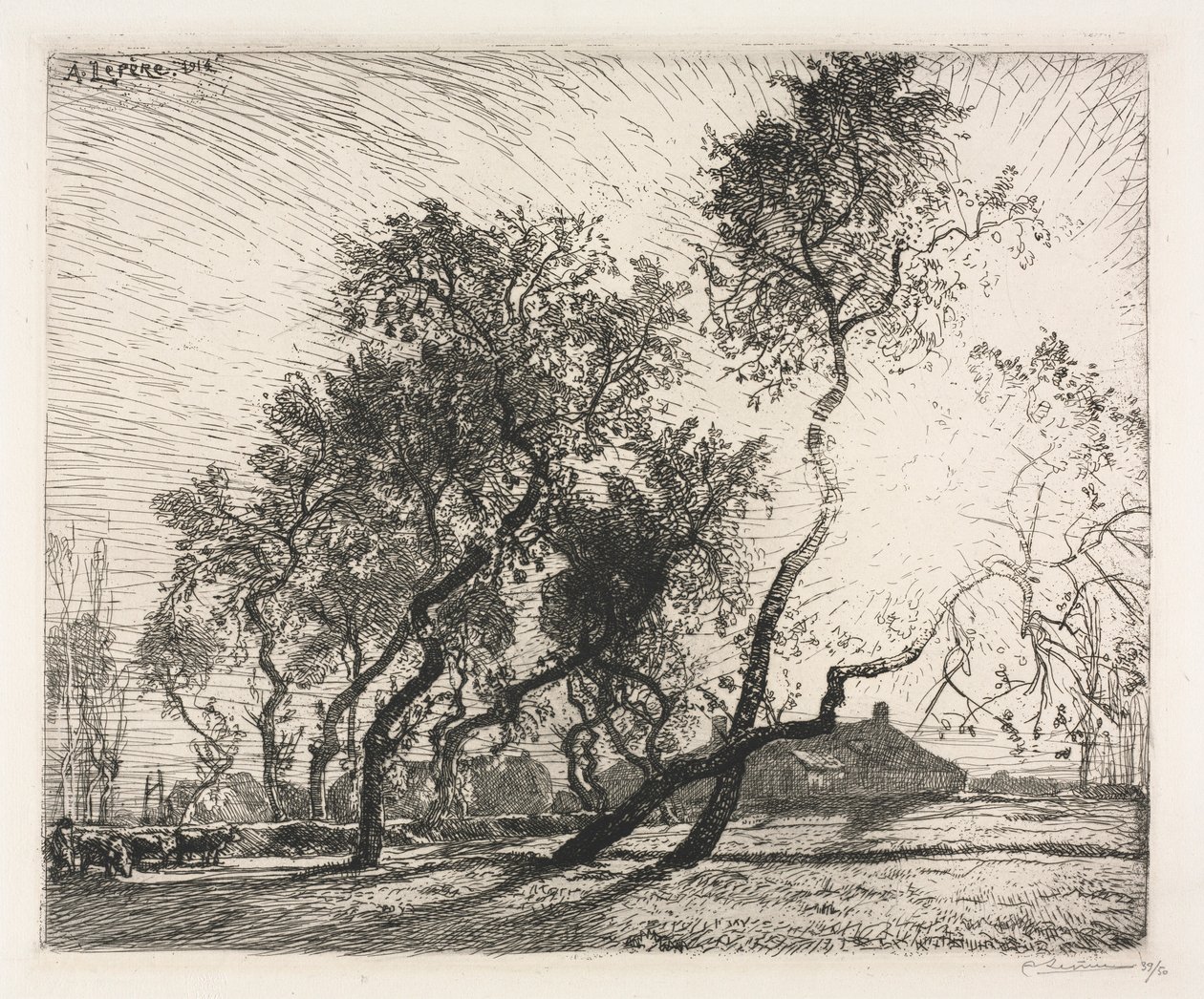 Granja con Álamos de Holanda, 1914 de Auguste Louis Lepère