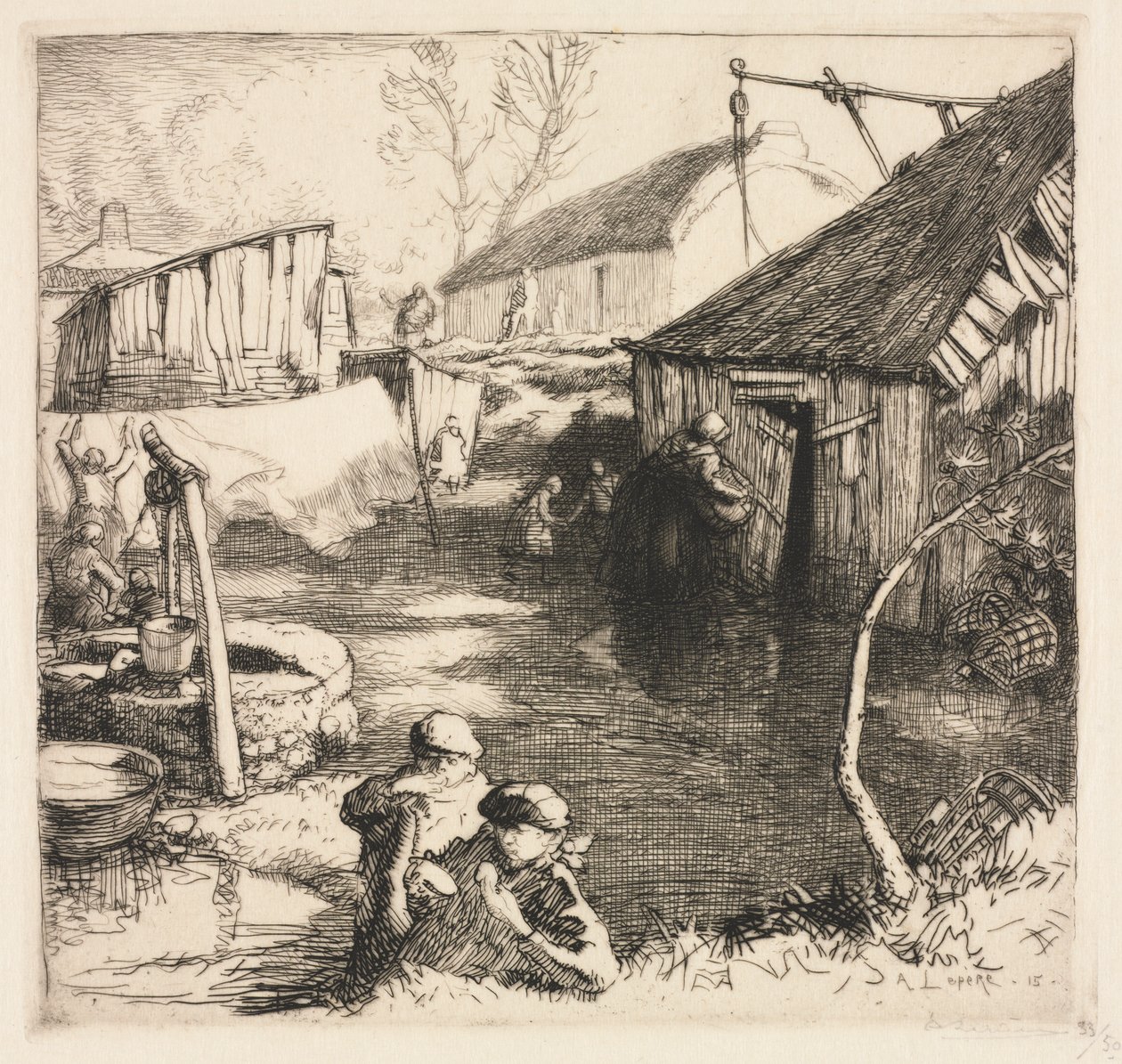 Barrio de los Pescadores (Saint-Jean-de-Monts) de Auguste Louis Lepère