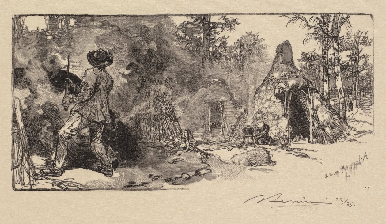 Bosque de Fontainebleau: carboneros de Auguste Louis Lepère