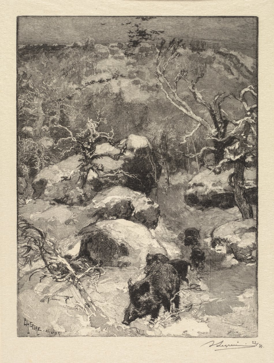 Bosque de Fontainebleau: Acantilado de Cuvier-Châtillon de Auguste Louis Lepère