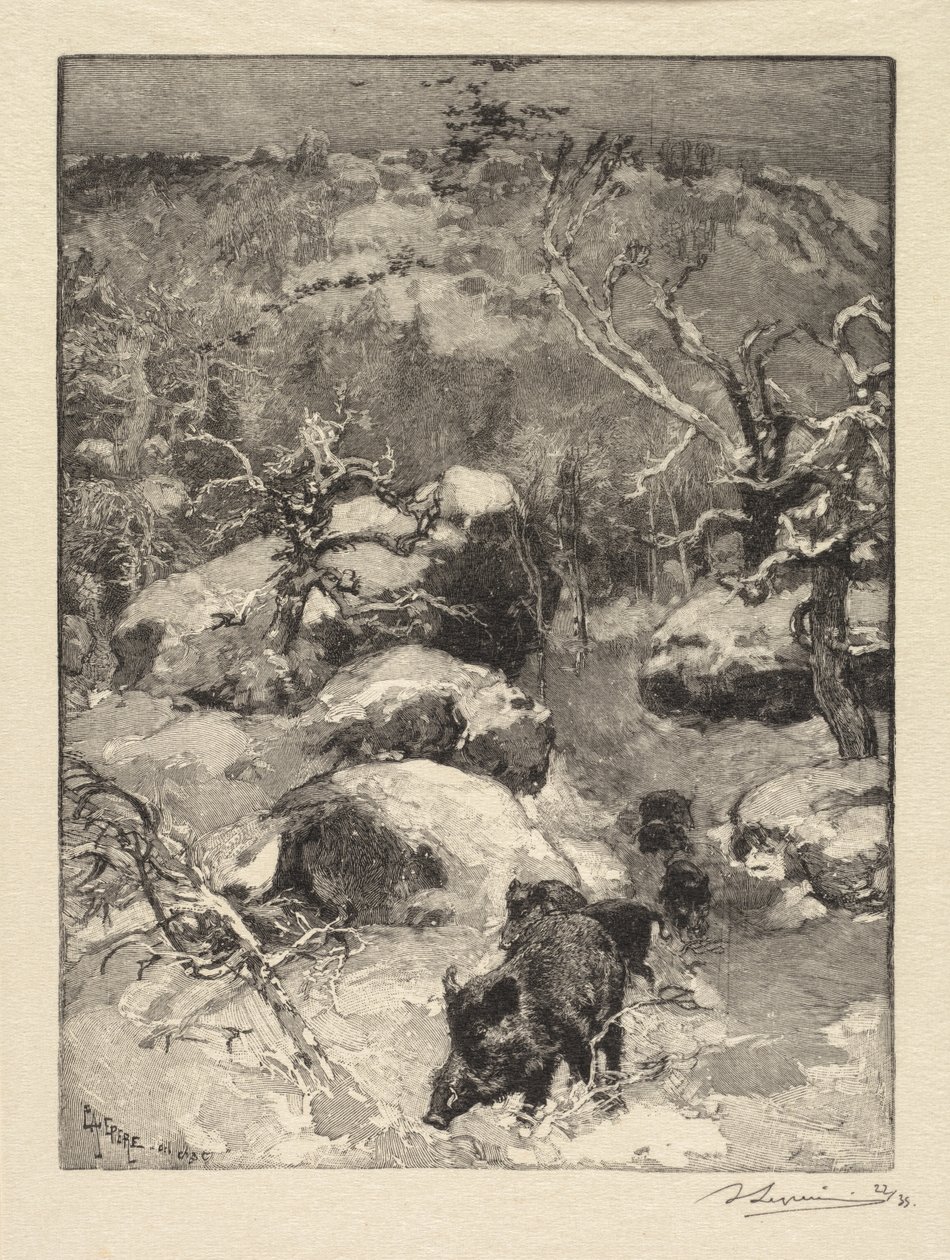 Bosque de Fontainebleau: Acantilado Cuvier-Châtillon de Auguste Louis Lepère