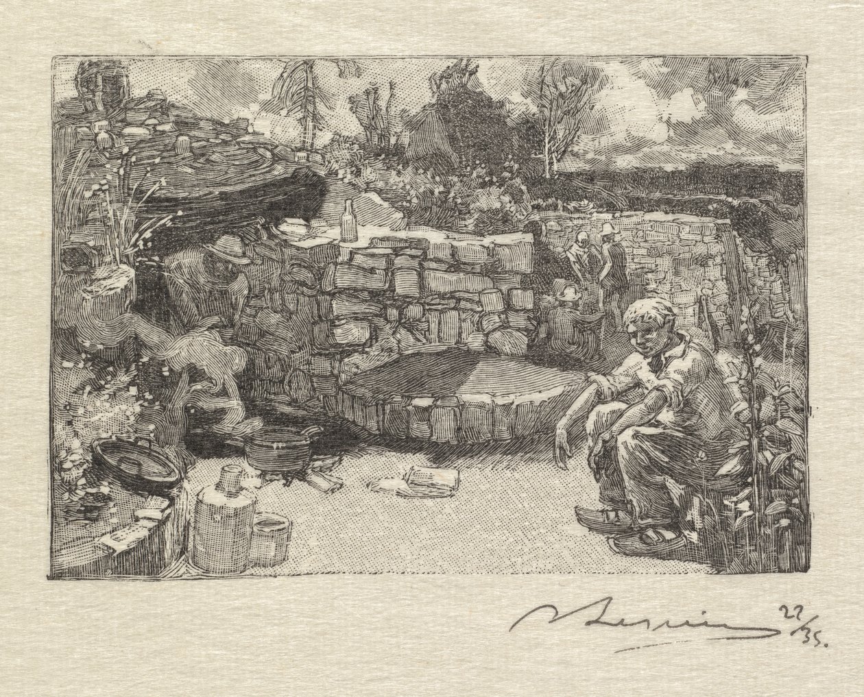 Bosque de Fontainebleau: Cabaña del cantero, 1890 de Auguste Louis Lepère