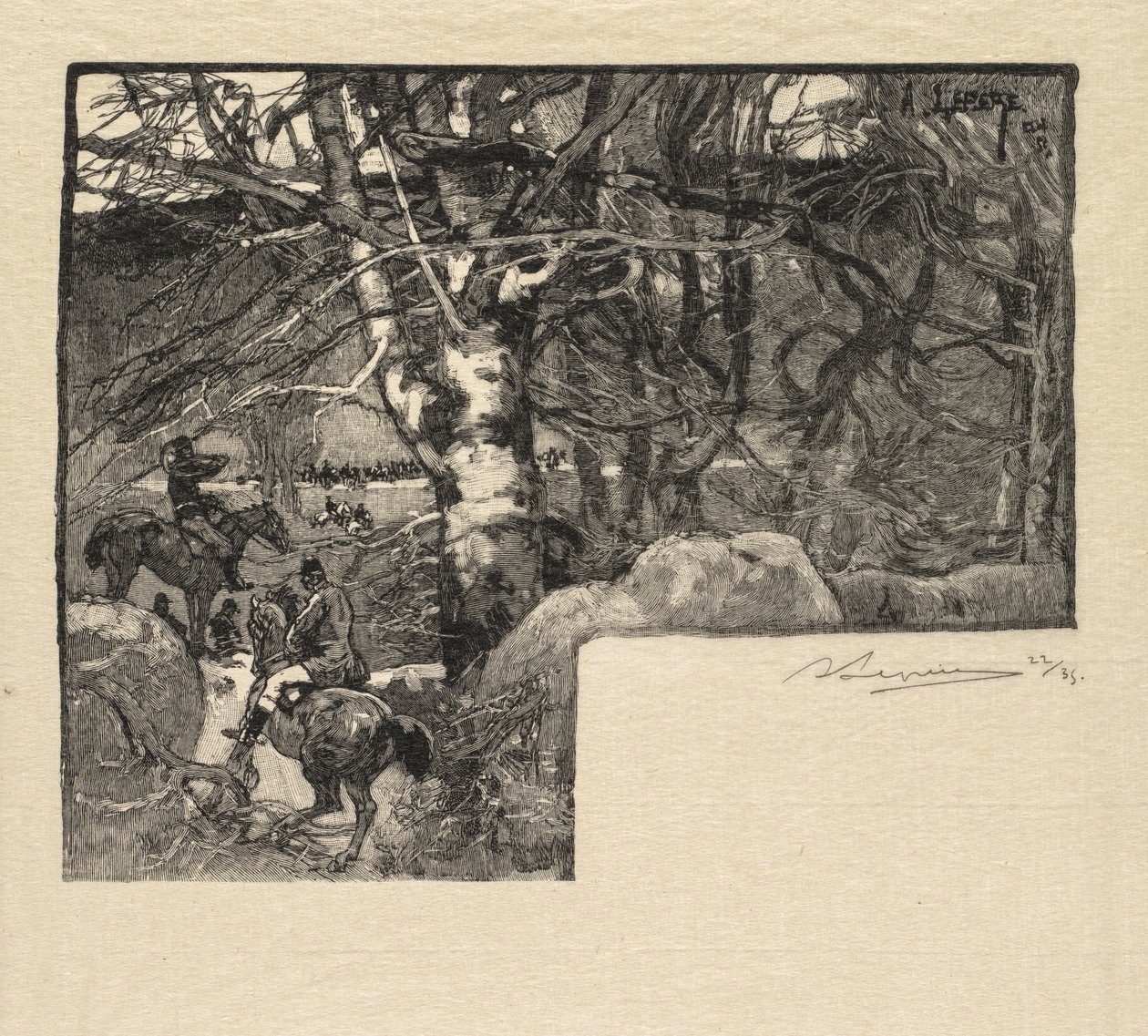 Bosque de Fontainebleau: paseo a los perros en Mont-Gérard de Auguste Louis Lepère