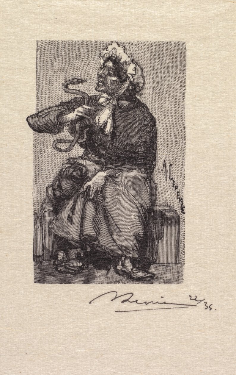 Bosque de Fontainebleau: Marchante de Serpientes de Auguste Louis Lepère