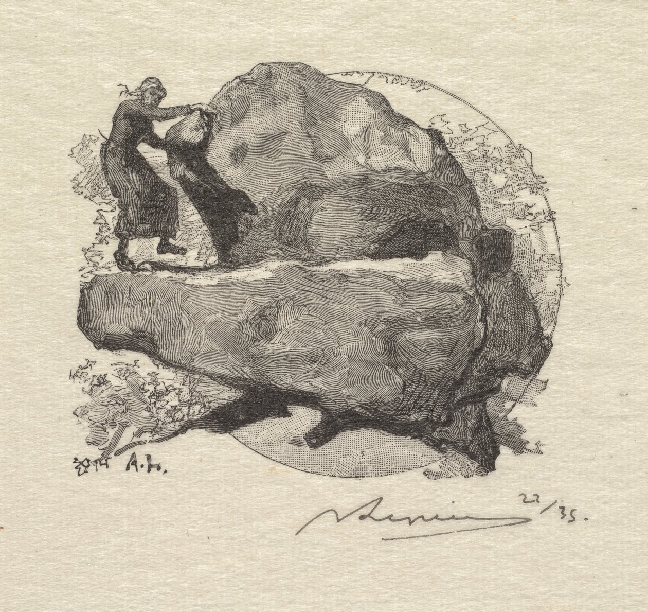 Bosque de Fontainebleau: La roca que tiembla, 1890 de Auguste Louis Lepère