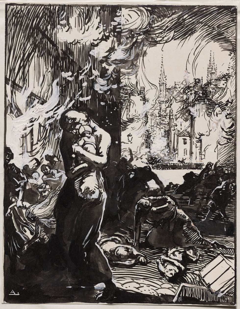 El fuego de Lovaina de Auguste Louis Lepère