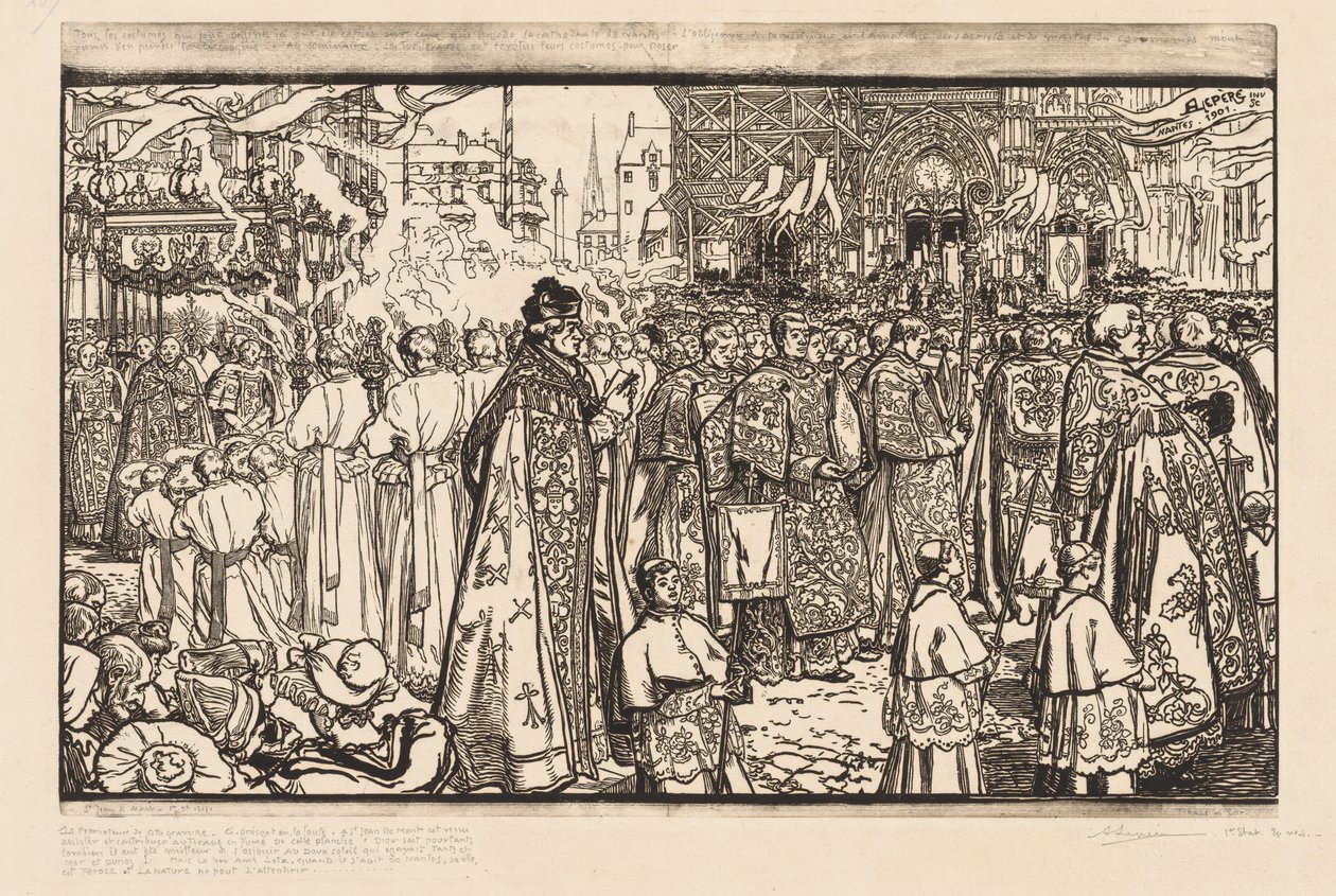 La Procesión de la Fête-Dieu en Nantes de Auguste Louis Lepère