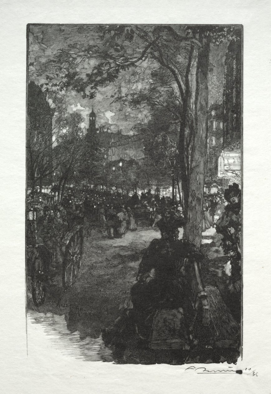 Le Boulevard Montmartre, le Soir de Auguste Louis Lepère