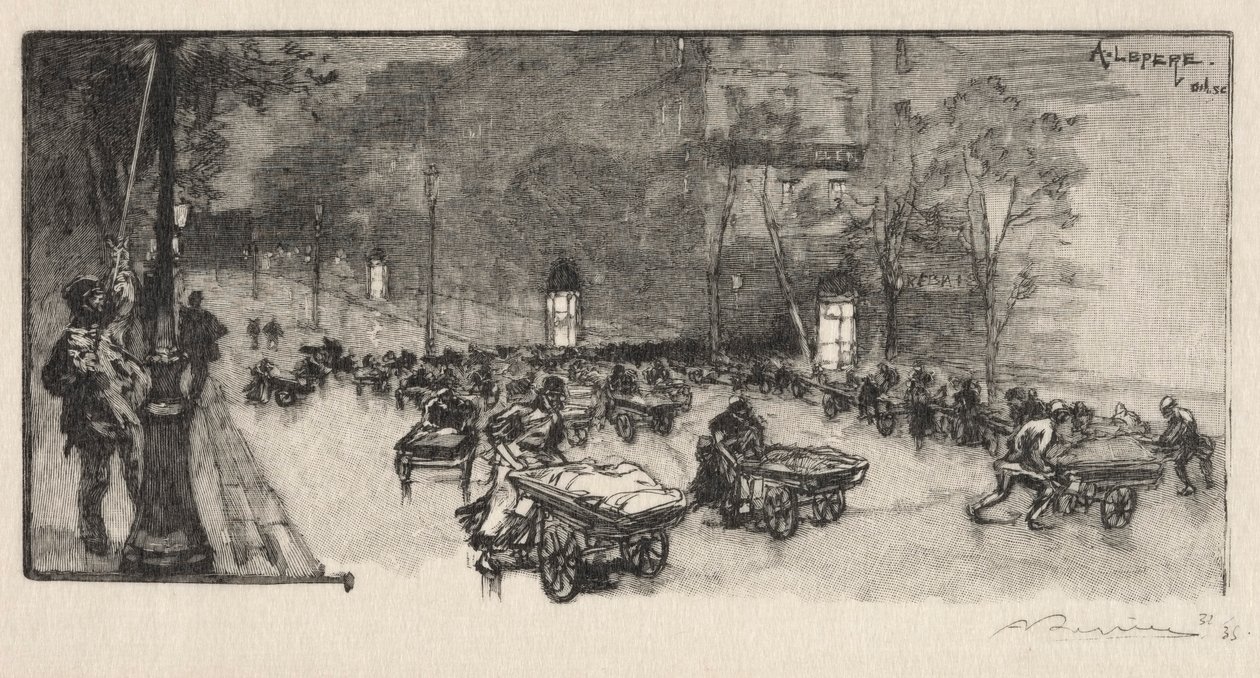 Le Boulevard, au coin du Fauborg  Montmartre de Auguste Louis Lepère