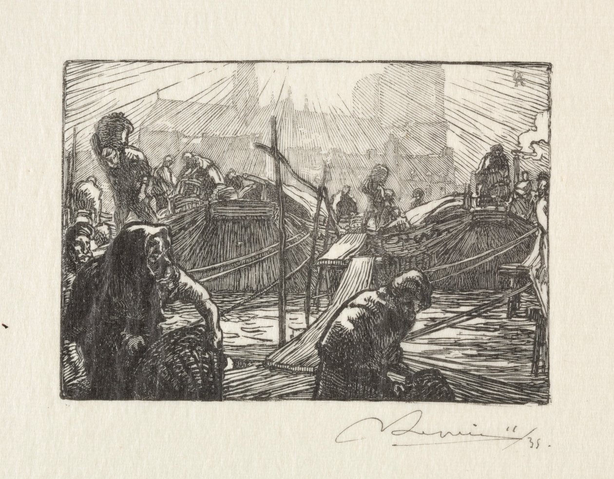 Notre Dame vista desde el Mercado de Manzanas de Auguste Louis Lepère