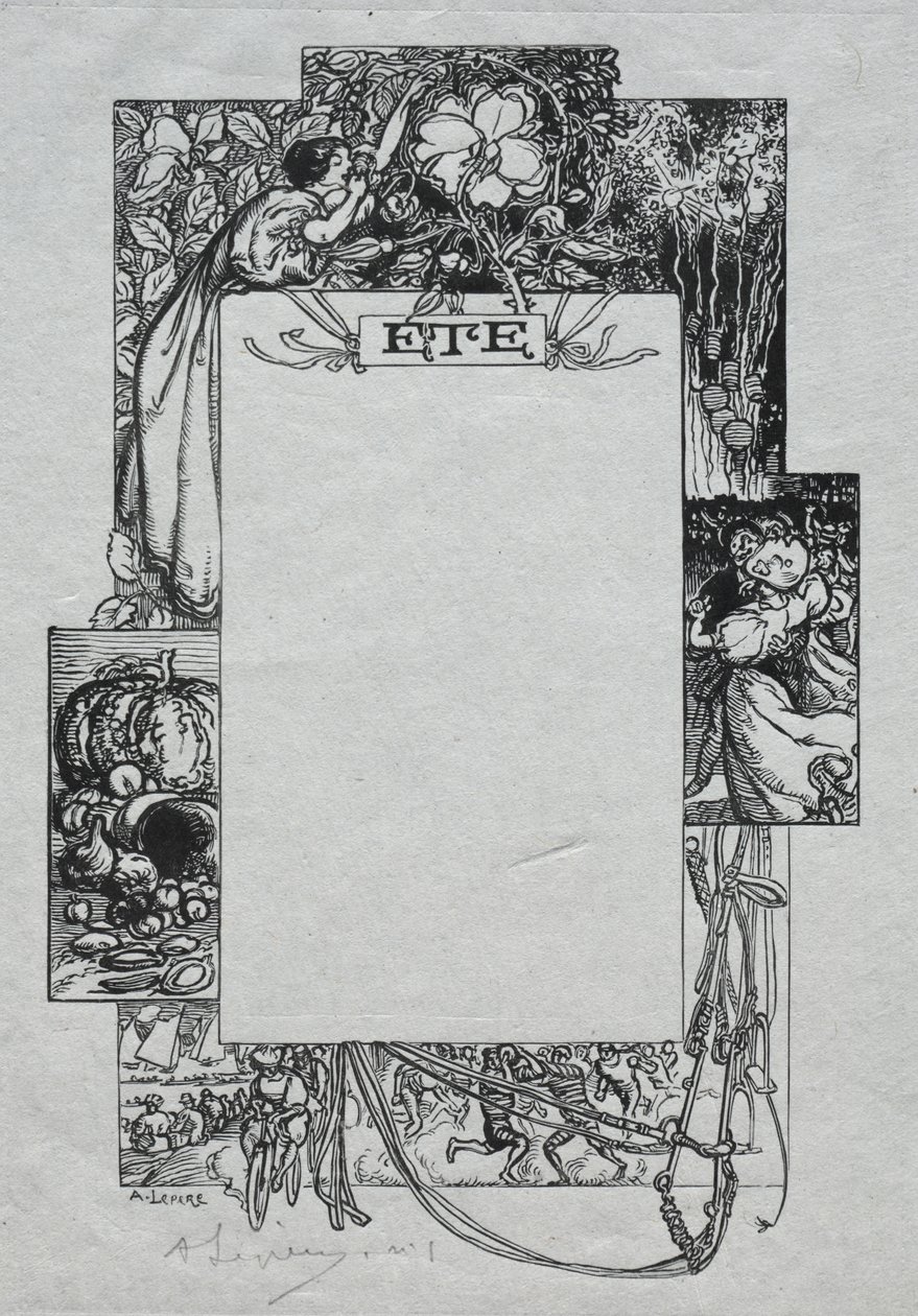 Almanaque de París, 1897: Borde Decorativo, Verano de Auguste Louis Lepère