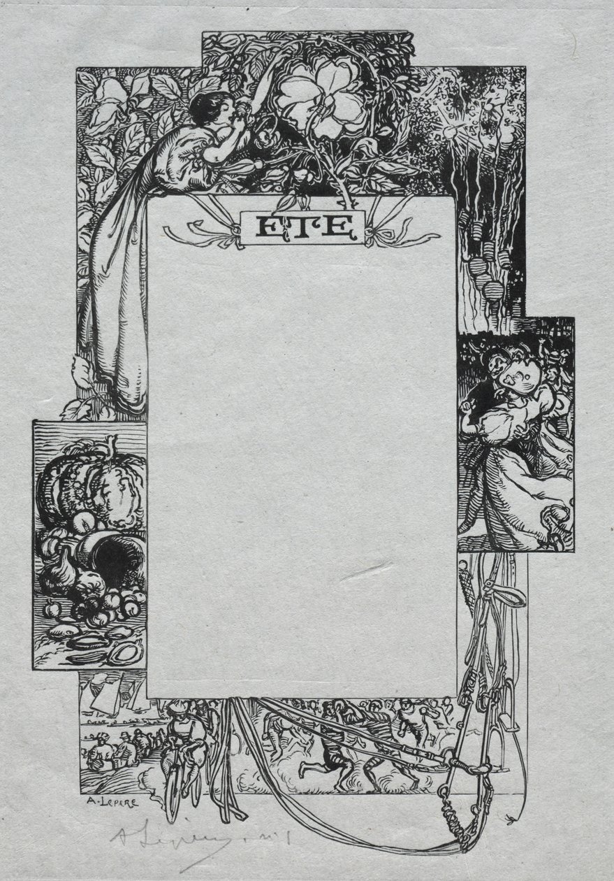 Almanaque de París, 1897: Borde decorativo, verano, 1897 de Auguste Louis Lepère